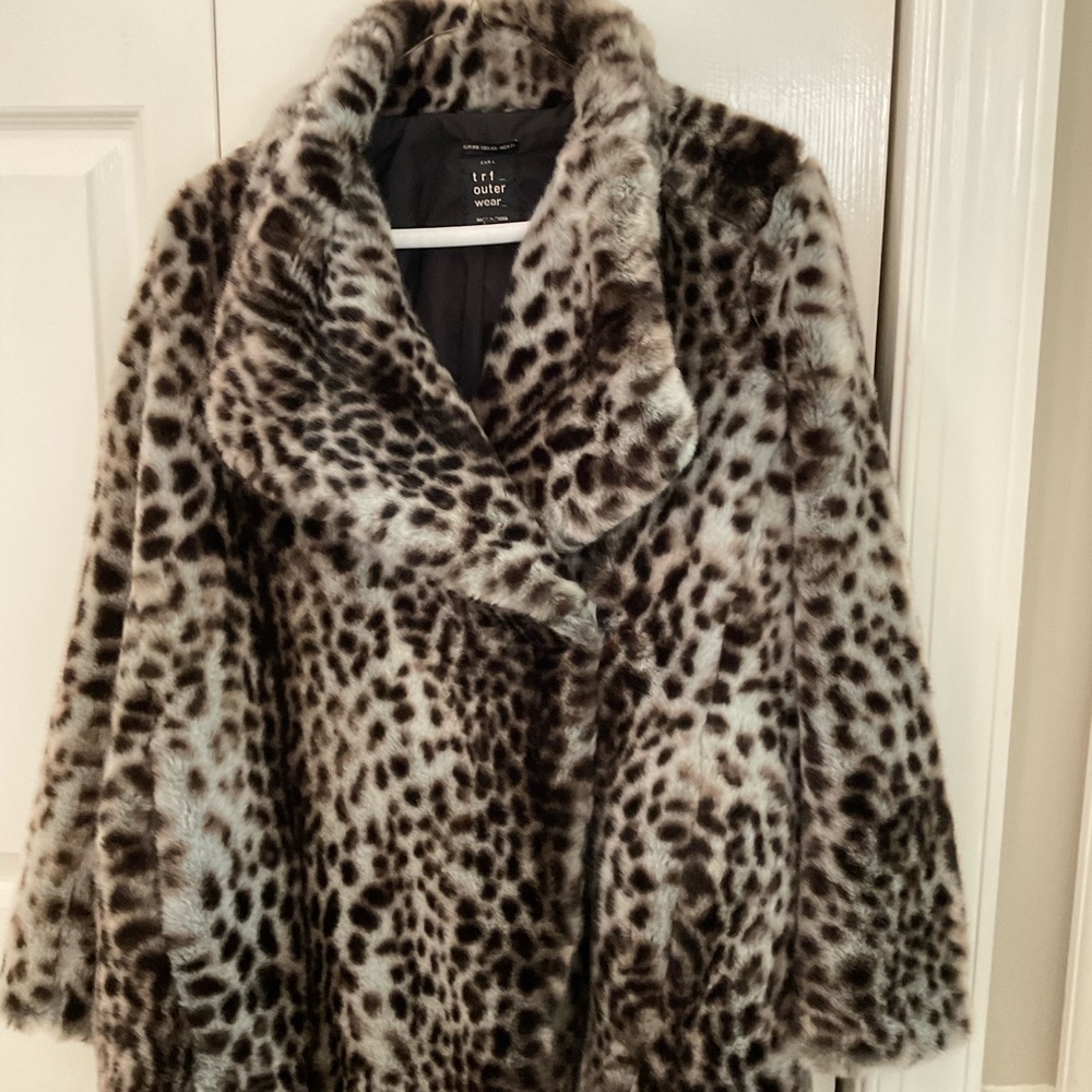 Zara TRF Cheetah Print Faux Fur Coat